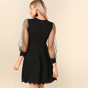 Black Lace Fit And Flare Dress