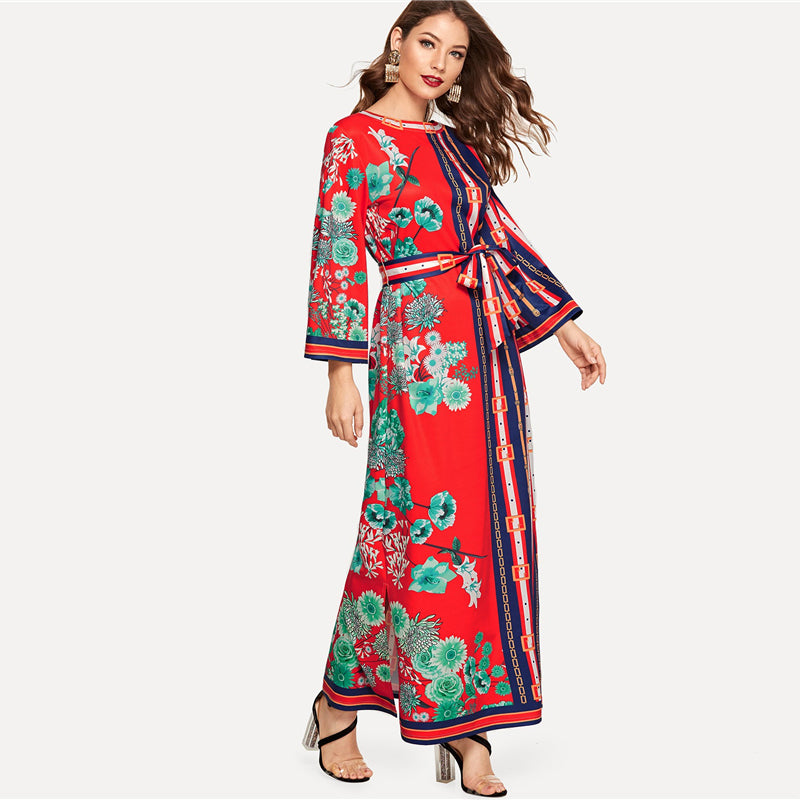 Folk Style MulticolorLong Dress
