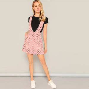 Pink Allover Heart Print  Mini Dress